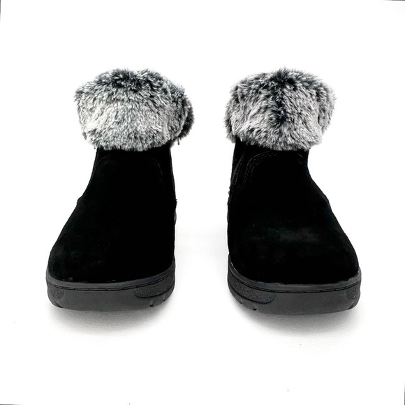 Khombu Black Suede Ankle Boot Size 7 Faux Fur Collar “Blend” Water-Resistant New - Picture 3 of 10